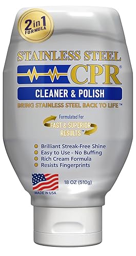 Stainless Steel CPR 18oz- 2-in-1 Kitchen Stainless Steel Cleaner and Polish for Appliances- Cleaner Removes Fingerprints, Water Marks and Grease