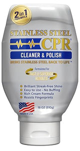 Stainless Steel CPR 18oz- 2-in-1 Kitchen Stainless Steel Cleaner and Polish for Appliances- Cleaner Removes Fingerprints, Water Marks and Grease