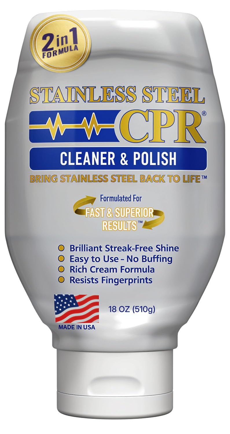 Stainless Steel CPR 18oz- 2-in-1 Kitchen Stainless Steel Cleaner and Polish for Appliances- Cleaner Removes Fingerprints, Water Marks and Grease