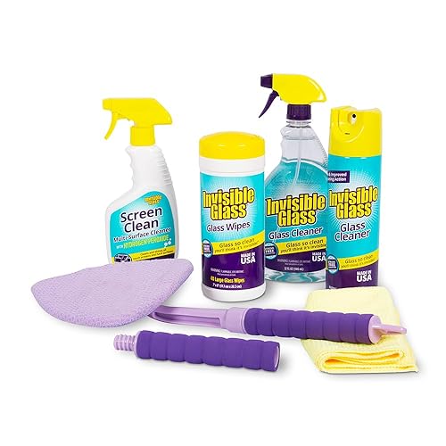 Invisible Glass 99603 6-Piece Home Cleaning Kit Including Home Reach & Clean Tool, Premium Glass Window Cleaner, (40) Glass Cleaning Wipes