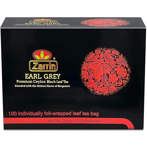 Zarrin - Premium Ceylon Earl Grey Black Leaf Tea, 100 Individually Foil-wrapped Tea Bags