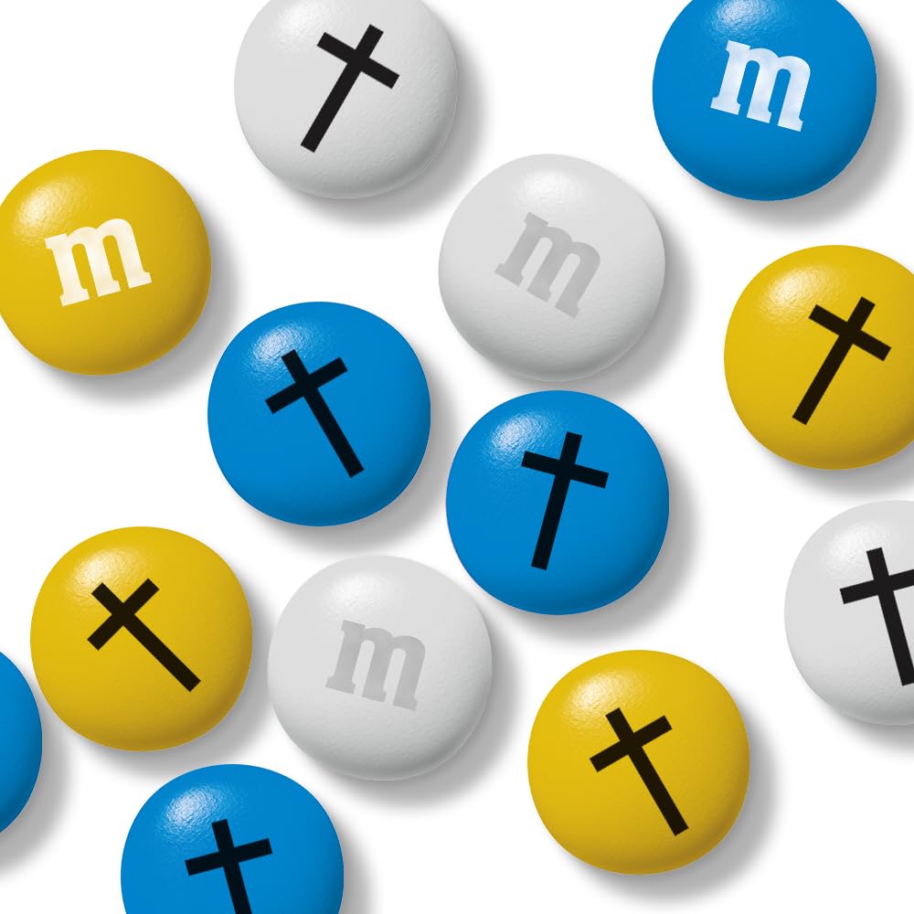 M&M’S Milk Chocolate Baptism for Boy Candy, 2 lb Bag of Bulk Candy with Printed Cross Clipart, Perfect for Christening Gifts, Cupcakes, Party Favors