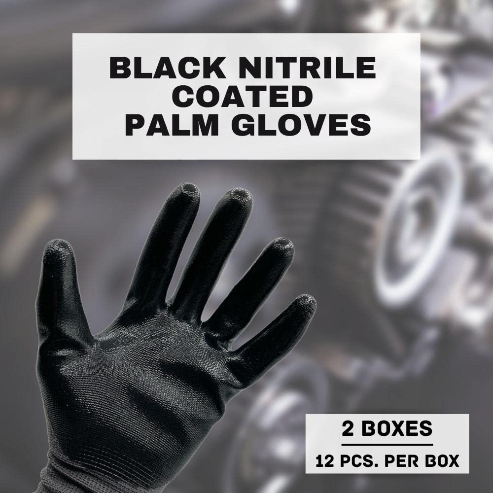 PackagingSuppliesByMail Work Gloves, Nitrile Gray Coated Nylon, Breatheable, Lightweight Garden Gloves for Men and Women, 2X-Large, 24 Pairs