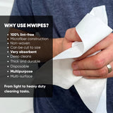 Mwipes Lint Free Cloth - 16" x 16" 50 Pack, Highly Absorbent Disposable Microfiber Cleaning Cloths for Industrial, Staining, Cast Iron, Woodworking