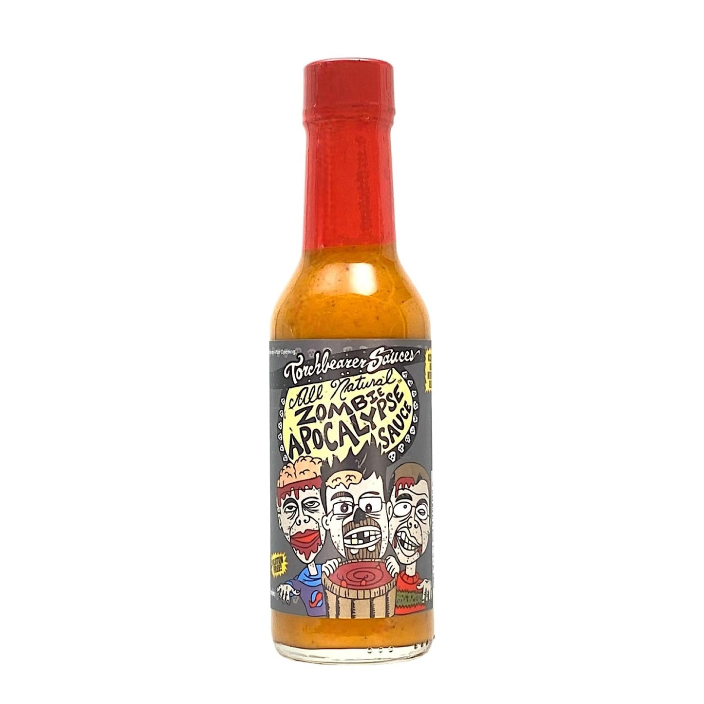 Torchbearer Sauces Zombie Apocalypse Ghost Chili Hot Sauce, 5oz Ghost Pepper & Habanero Hot Sauce, Heat Level 8 - Featured on Hot Ones - Almost Sweet