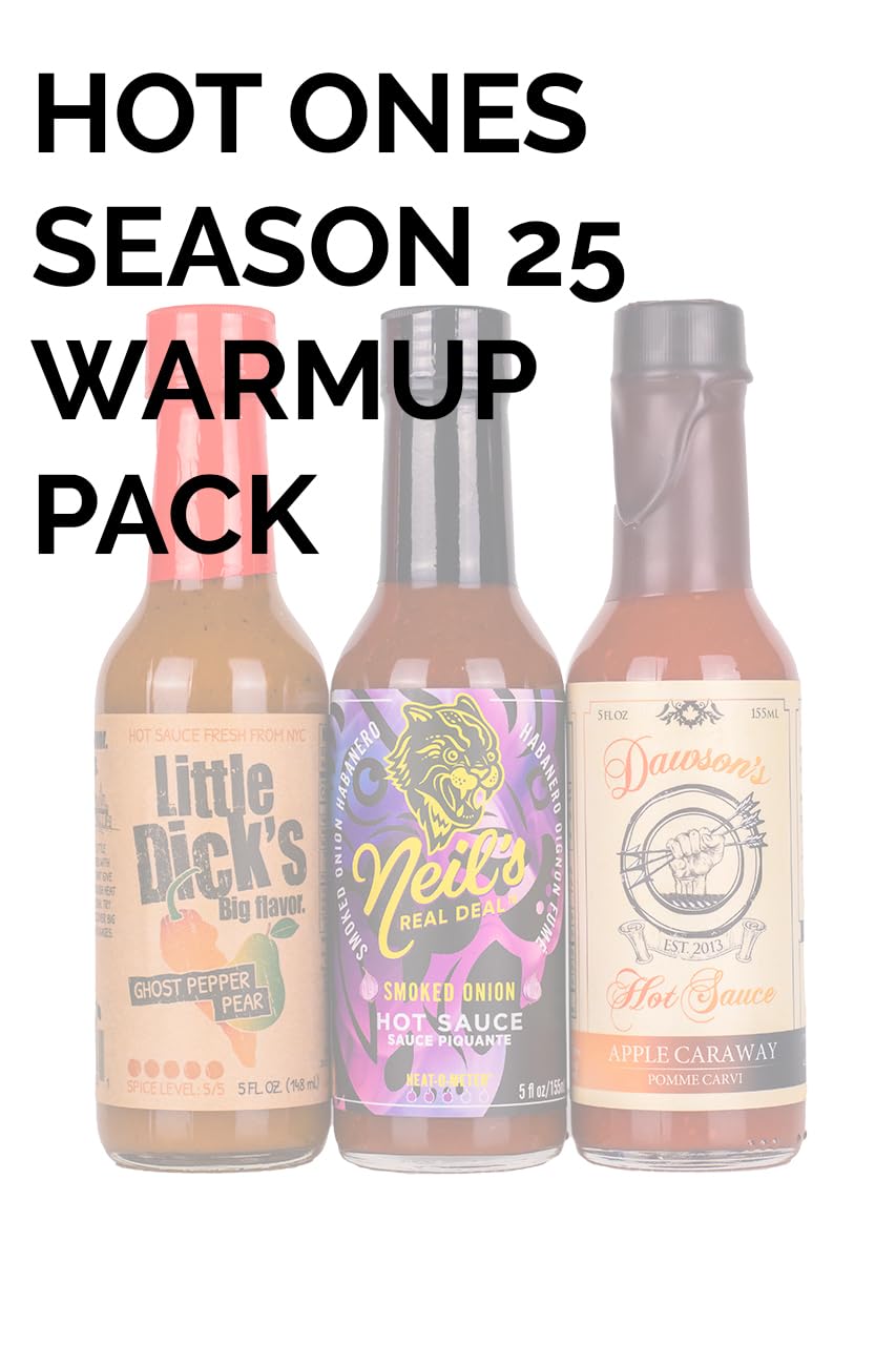 Hot Ones Season 25 Warmup Pack Lineup, Mild Flavor Hot Sauce Variety Pack Made With Natural Ingredients:, Perfect For Superfans & Mini Wing Challenge