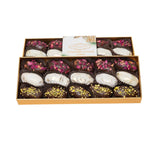 Chocolate Covered Dates Stuffed with Walnuts - 15 Piece Gourmet Gift Box - Dark & White Chocolate Assortment with Pistachios & Rose Petals - Luxury