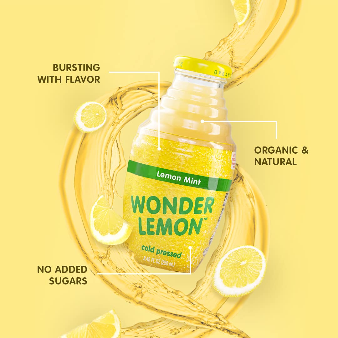 Wonder Lemon Organic Lemon Mint Cold Pressed Juice, 8.45oz (6 Pack)