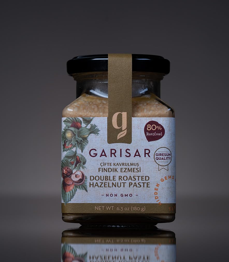 Garisar - Double Roasted Hazelnut Paste Pure Natural, No Additives, Non-GMO - 80% Hazelnut - 7.40 oz (Pack of 6)