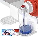IMPRESA Laundry Detergent Cup Holder & Laundry Drip Catcher - 2-Pack, White Plastic - Slides Under Tub for Universal Detergent Drip Tray & Spill