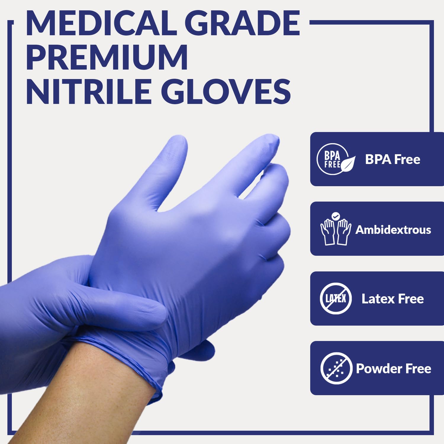 Klex Nitrile Exam Gloves - Medical Grade, Powder Free, Rubber Latex Free, Disposable Examination Grade Glove, Strong Food Safe, Lavender M Medium, 3