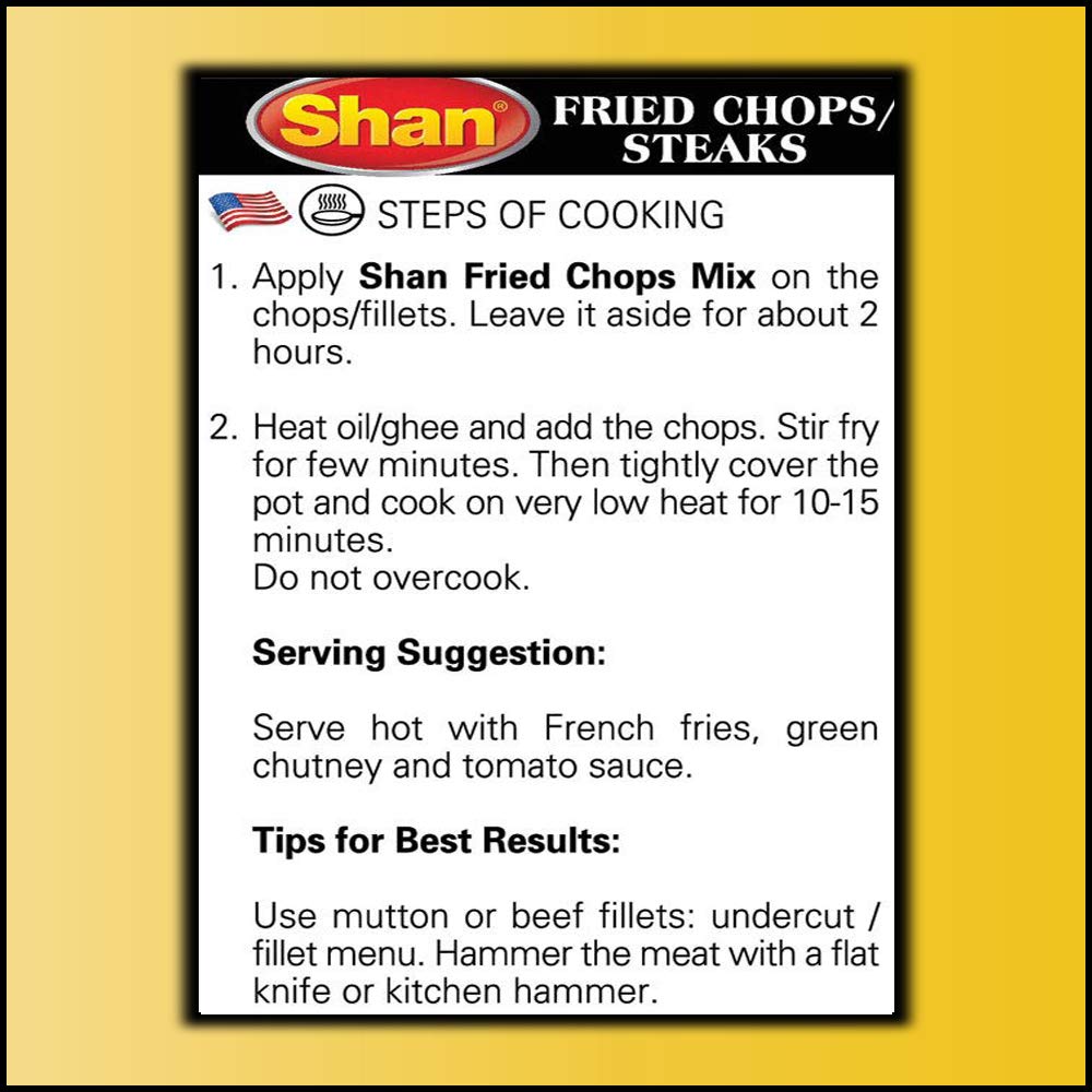 Shan - Fried Chops/Steak Seasoning Mix (50g) - Spice Packets for Spicy Fried Meat (Pack of 4)