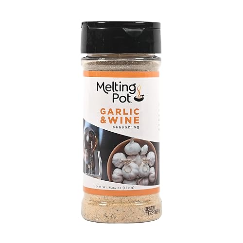 The Melting Pot Garlic & Wine Seasoning - Savory Garlic Seasoning Blend from The Melting Pot Restaurants for Meat, Seafood & Popcorn, 6.34 oz (Pack
