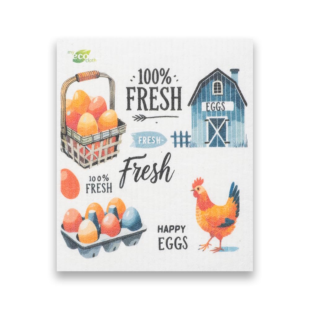 SWEDEdishcloths - Cellulose Sponge Dish Towels - Mixed Set of 6 (One of Each Design) Chickens Swedish Dish Cloths