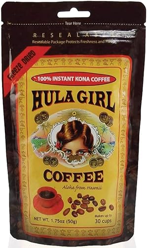 KONA COFFEE 100% - Premium Freeze Dried Instant - Low Acid - Medium Roast Arabica, 1.5oz (1 Pack | 25 Servings) KONA COFFEE 100% - Low Acid Coffee
