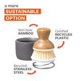 Full Circle Bubble Up Bamboo Dish Brush & Ceramic Soap Dispenser - Family Safe, Formaldehyde-Free - Kitchen Scrub Brush for Dishes, Nonstick & Cast