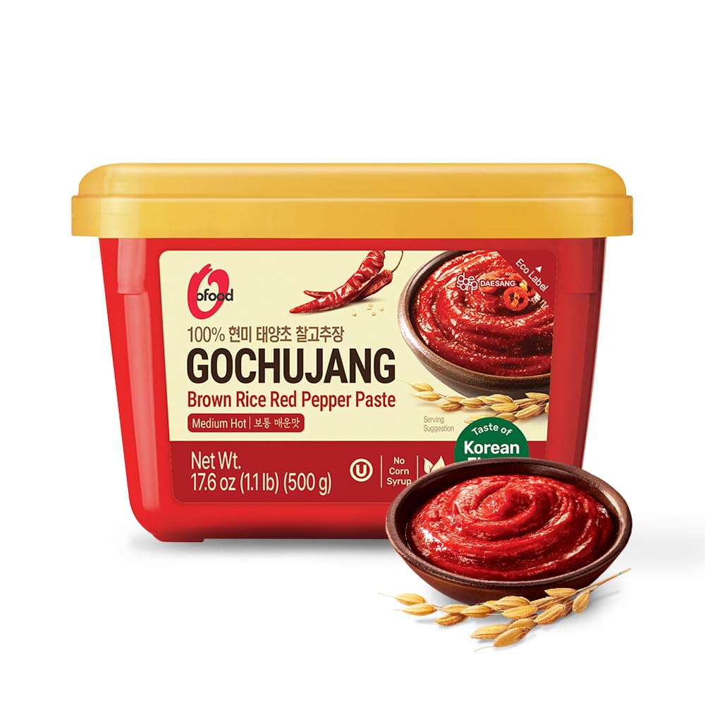Gochujang - Premium Korean Red Chili Paste [ Medium | 1.1 lb (500g) ] - 0 Fat/ 0 Cholesterol / (40 Calories/Serving) | Spicy & Sweet Savory Fermented