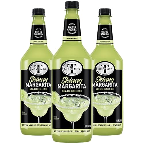 Mr & Mrs T Skinny Margarita Mix, 1L Bottle, - Premium Cocktail Mixer for Margarita Mixes, Ready to Use