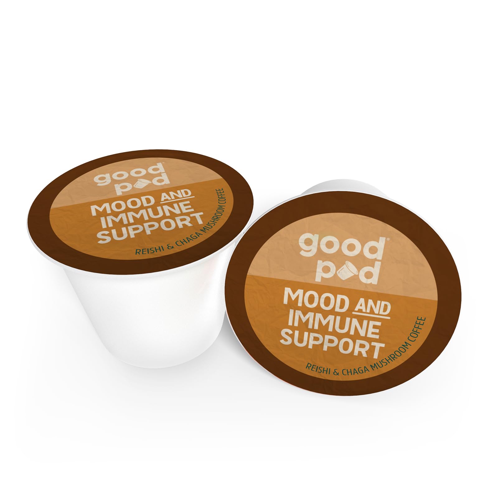 goodPOD Mood and Immune Support Single Serve Coffee K Cup Pods, Organic Arabica Coffee with Reishi & Chaga Mushrooms, Medium Roast, 40 Count