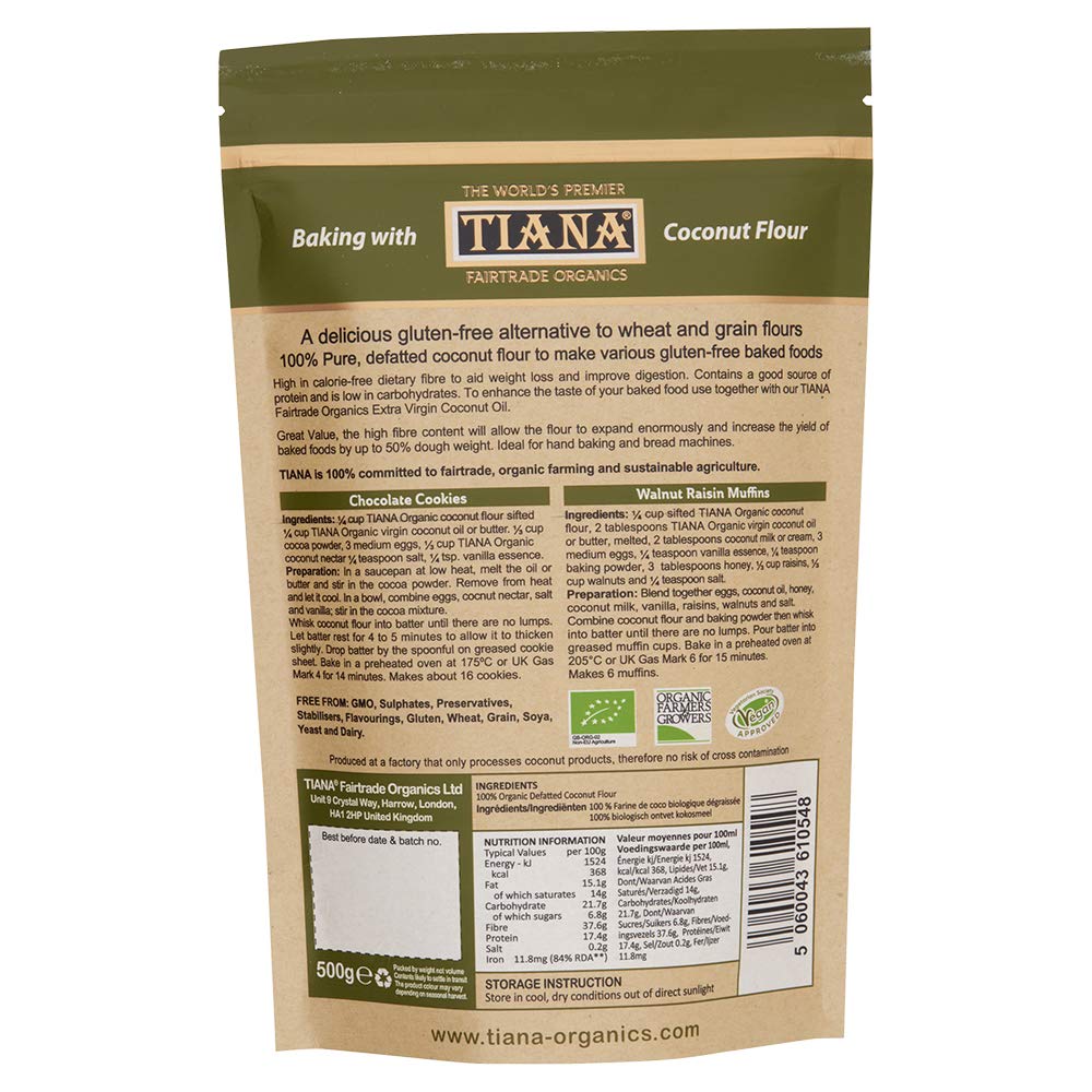 TIANA Fair Trade Organic Coconut Baking Flour 500g