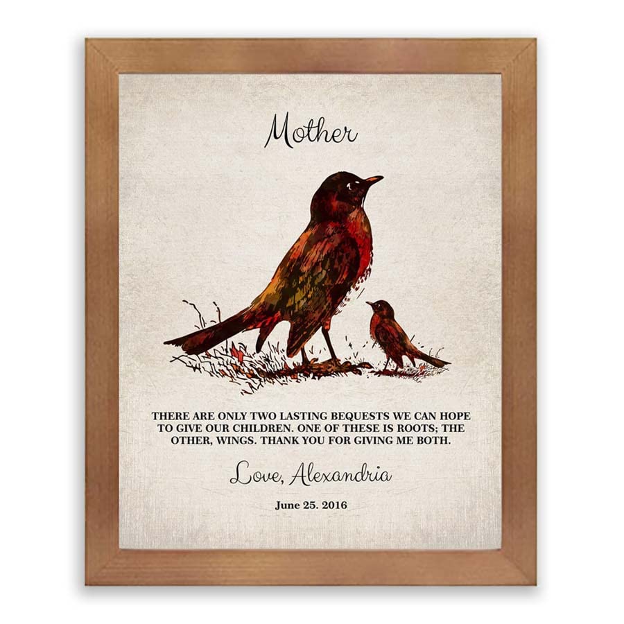 Lucky Tusk Thank You Gift For Mom Lasting Bequests Roots Wings Mother's Day Gift From Daughter or Son Watercolor Birds #1218,