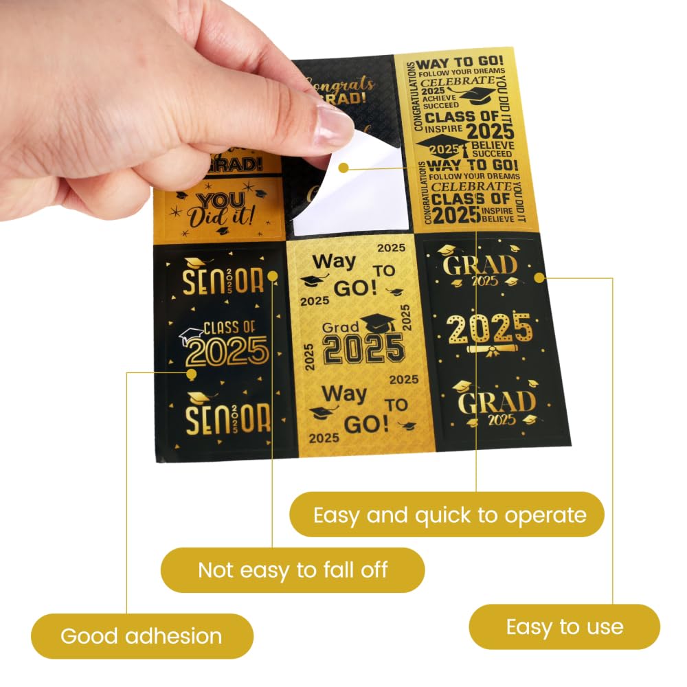 Graduation Party Candy Stickers, 120PCS Class of 2025 Candy Wrappers Chocolate Sticker for Graduations Party Favors