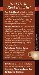 Bravo Tea Reishi Mushroom Herbal Tea, Caffeine Free 20 Tea Bags, 1 count