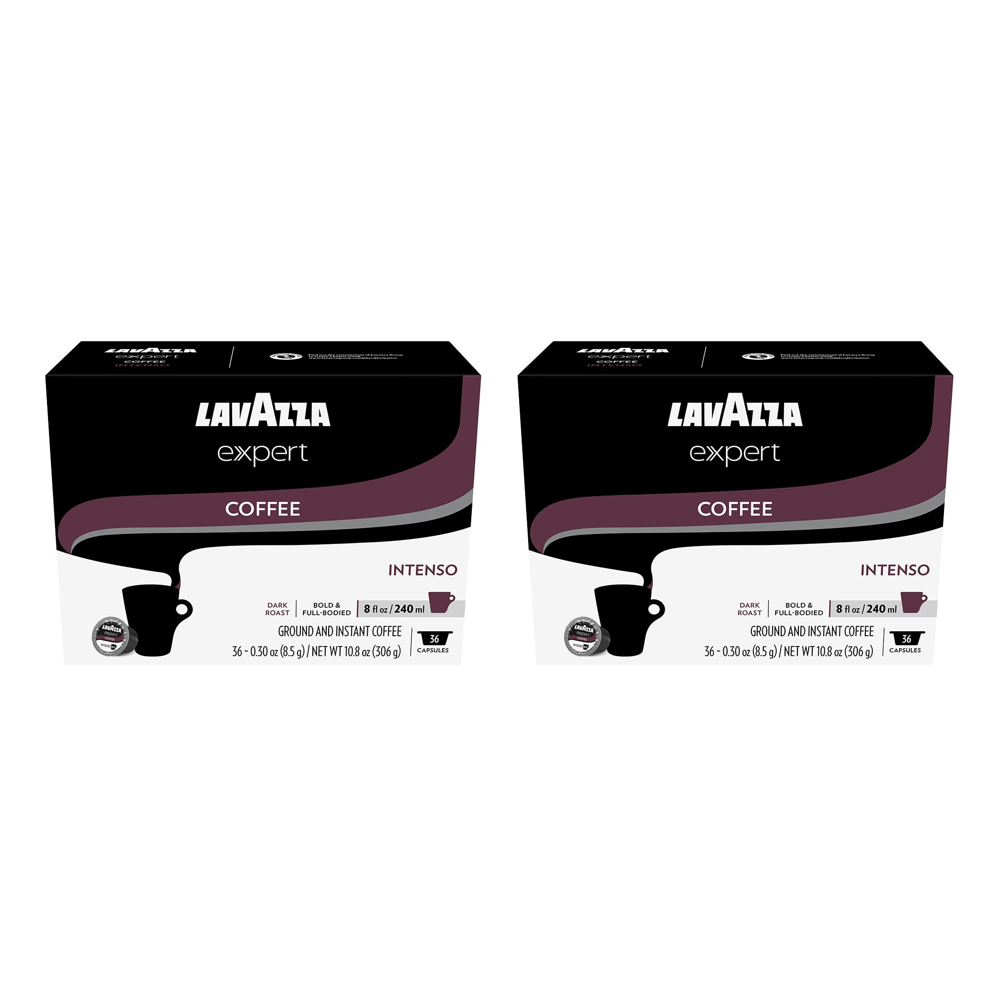 Lavazza Expert Intenso Coffee Capsules, Dark Roast, Arabica and Robusta Blend, Compatible with Lavazza Classy Plus Machine (72 Capsules)