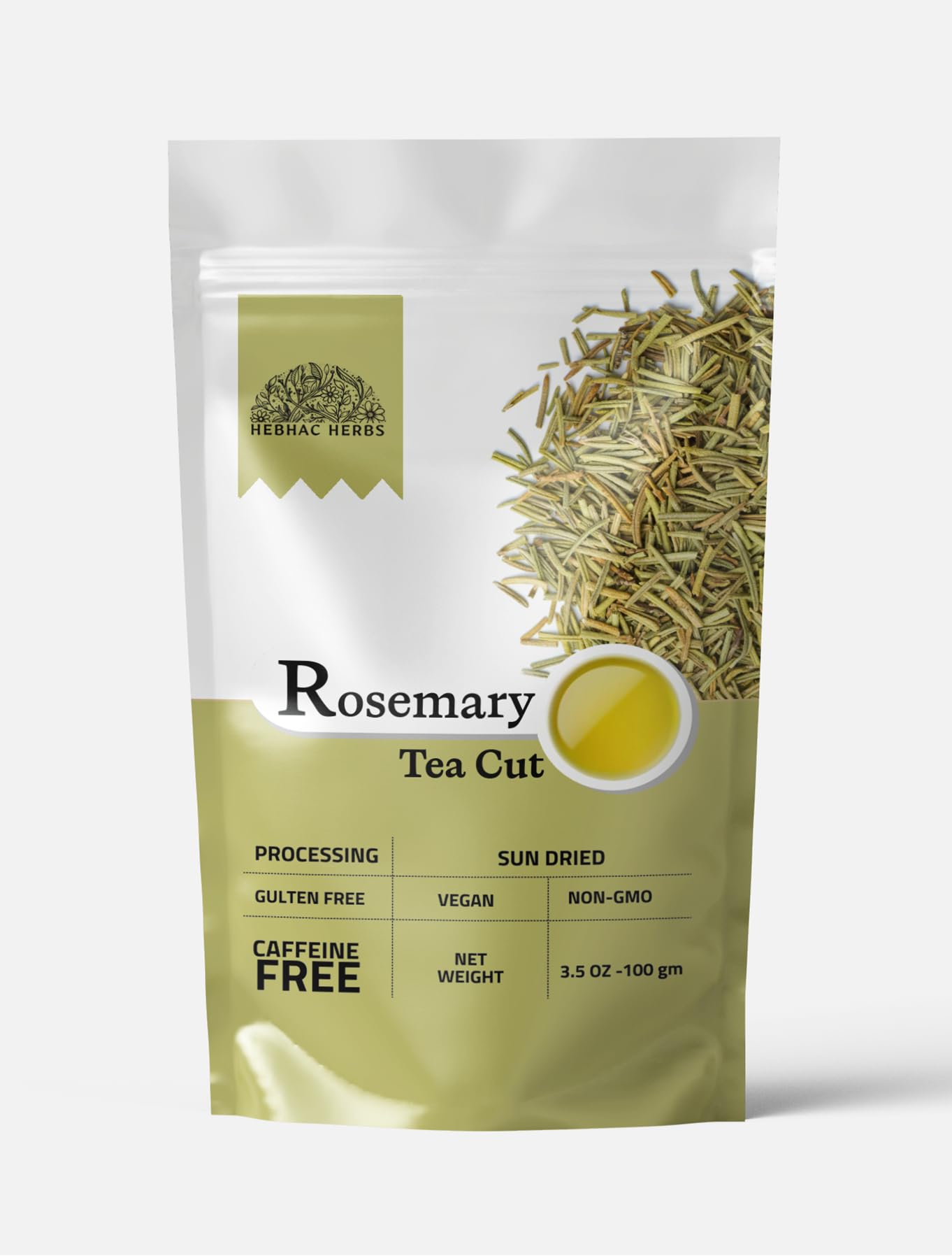 Rosemary Leaf Tea Cut 100 g | Dry Rosemary sprigs| Rosmarinus officinalis Leaves for Herbal Tea | Premium Quality Loose Leaf Tea By Hebhac Herbals