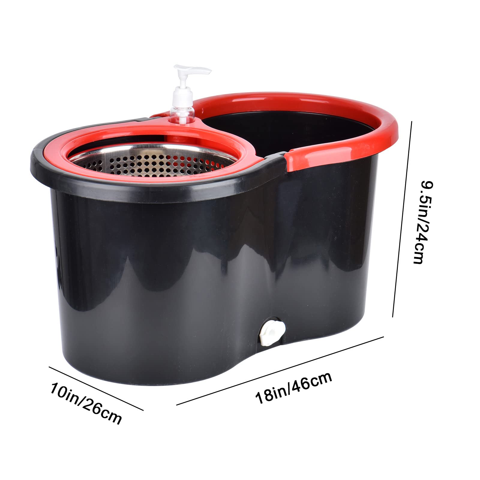 Mop and Bucket Set, 360° Spin Mop and Bucket with Wringer Set and 3 Microfiber Mop Refills, Stainless Steel 61" Extended Handle Spinning Mop Bucket
