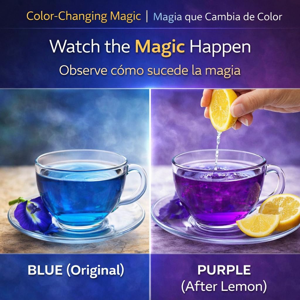 Butterfly Pea Flower Powder - 50 Tea Bags (2 g Each) - Vibrant Blue Herbal Tea - Antioxidant-Rich - 100% Natural, Vegan, Non-GMO, Sugar-Free
