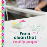 Scotch-Brite Brite Blooms Pop Up Kitchen Sponges, Unique Compressed Kitchen Sponge for Cleaning Gently, Spring Flower Pattern Dish Sponge that Expands