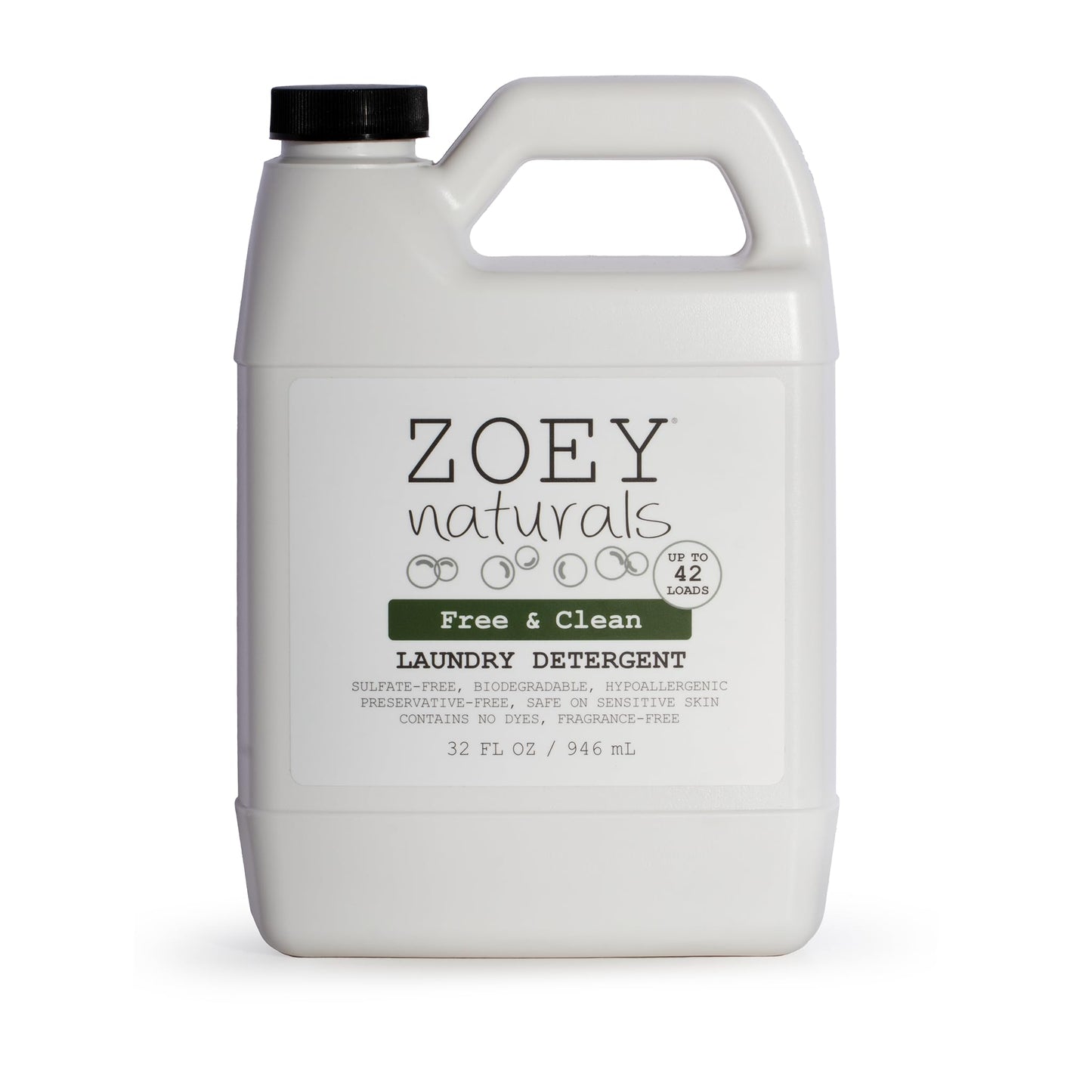 Zoey Naturals - Baby Laundry Detergent, Free & Clean - Hypoallergenic Plant-Based Liquid for Sensitive Skin - Sulfate, Dye & Fragrance Free