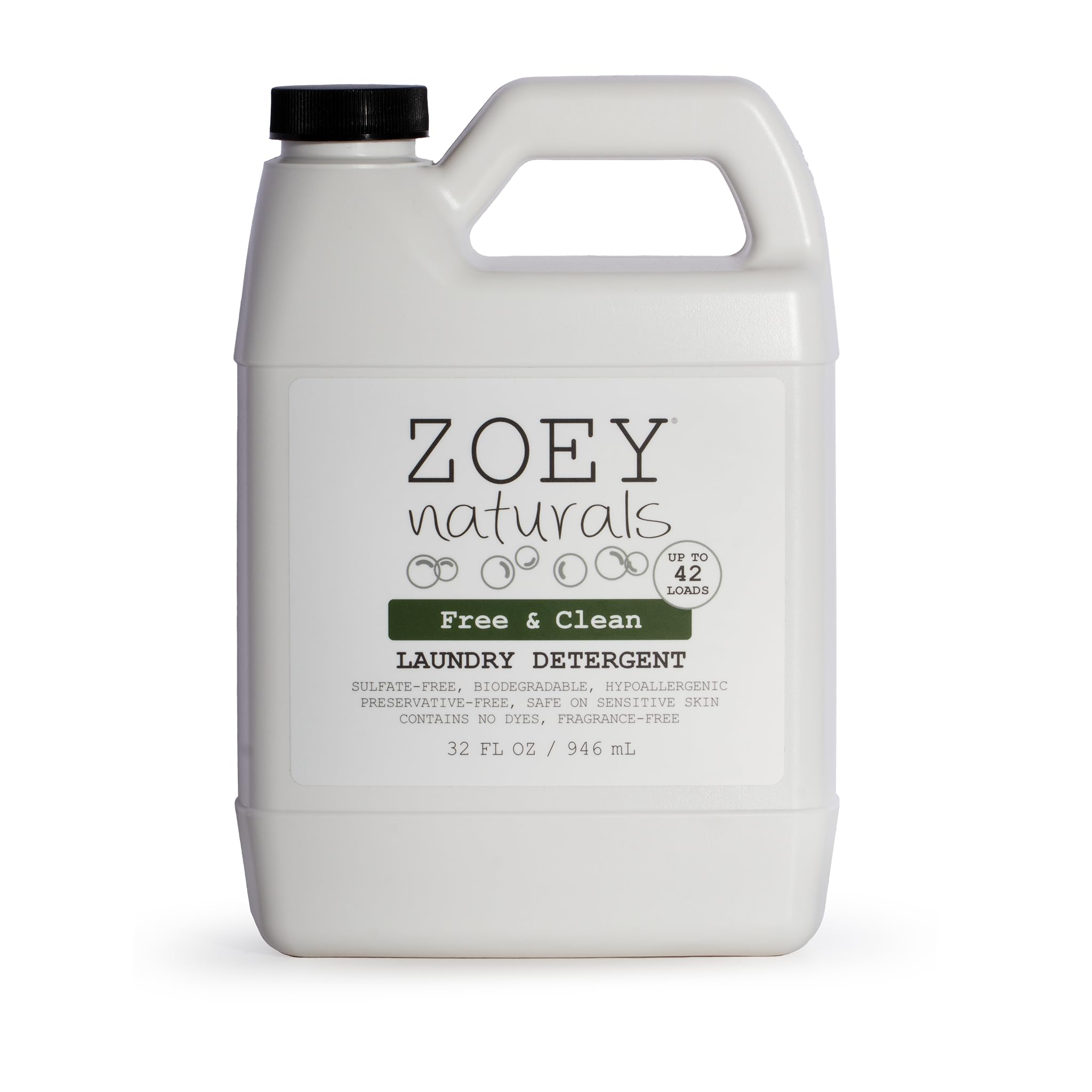 Zoey Naturals - Baby Laundry Detergent, Free & Clean - Hypoallergenic Plant-Based Liquid for Sensitive Skin - Sulfate, Dye & Fragrance Free
