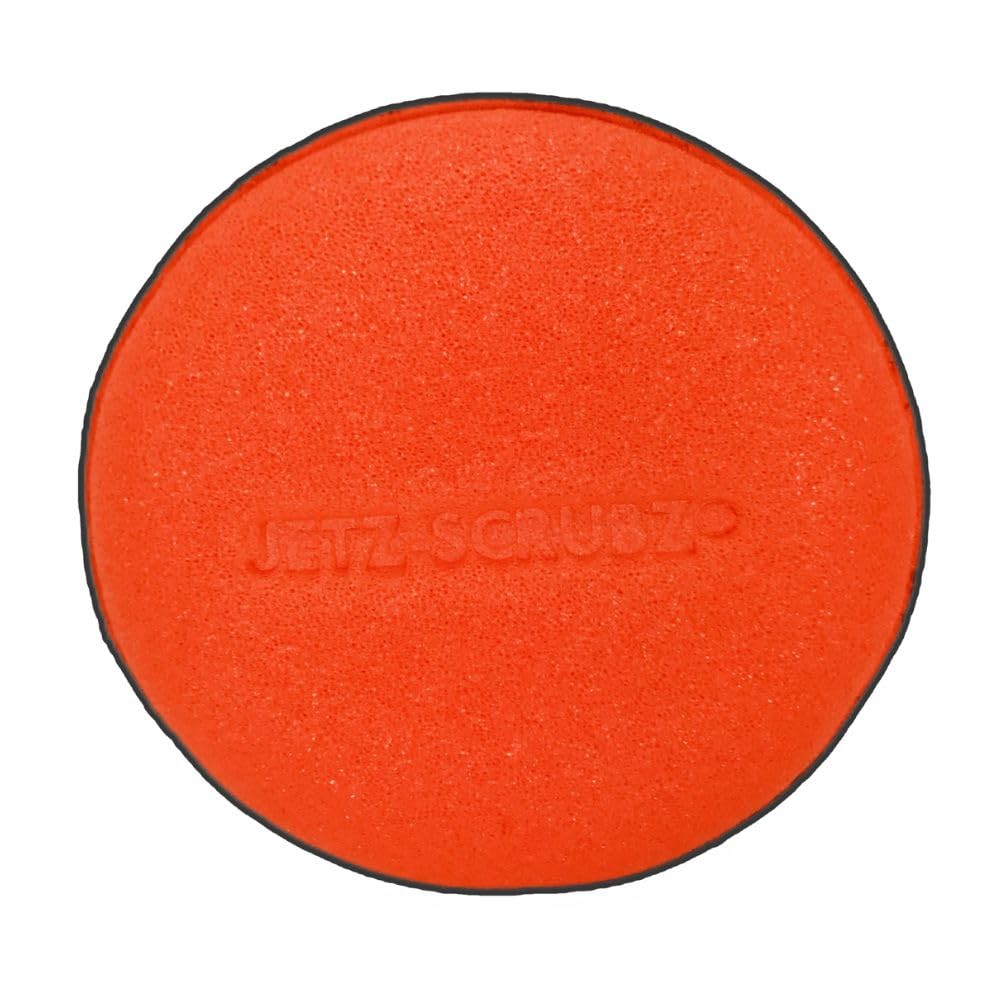 Jetz Scrubz Fashionable Scratch-Free Round Kitchen Scrubber Sponge (1-Pack, Orange)