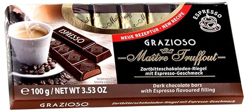 Maitre Truffout, Grazioso Dark chocolate Espresso bars 100g (6 pcs)