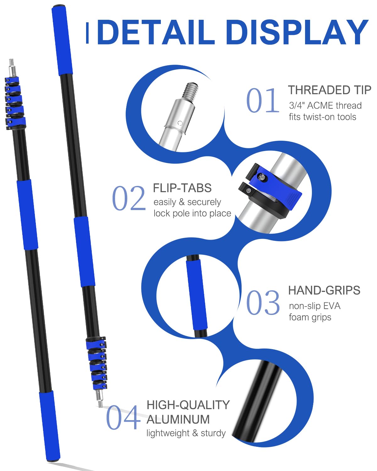 SKGPOLE 30Ft Reach Solar Panel Cleaning Brush Kit with 5-24ft Telescoping Pole, Water Fed Window Cleaner Tool with 20" Brush, Soap Dispenser, Cobweb