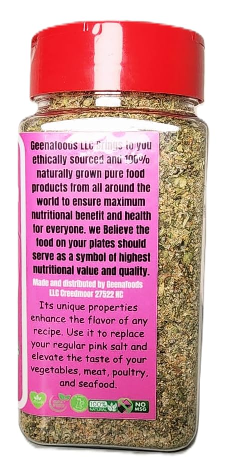 Geenafoods Herbed Himalayan Pink Fine Salt, Artisan Crafted with Garlic, Onion, Rosemary, Basil, Parsley, 10oz more ,Gourmet .| All quality | Non GMO