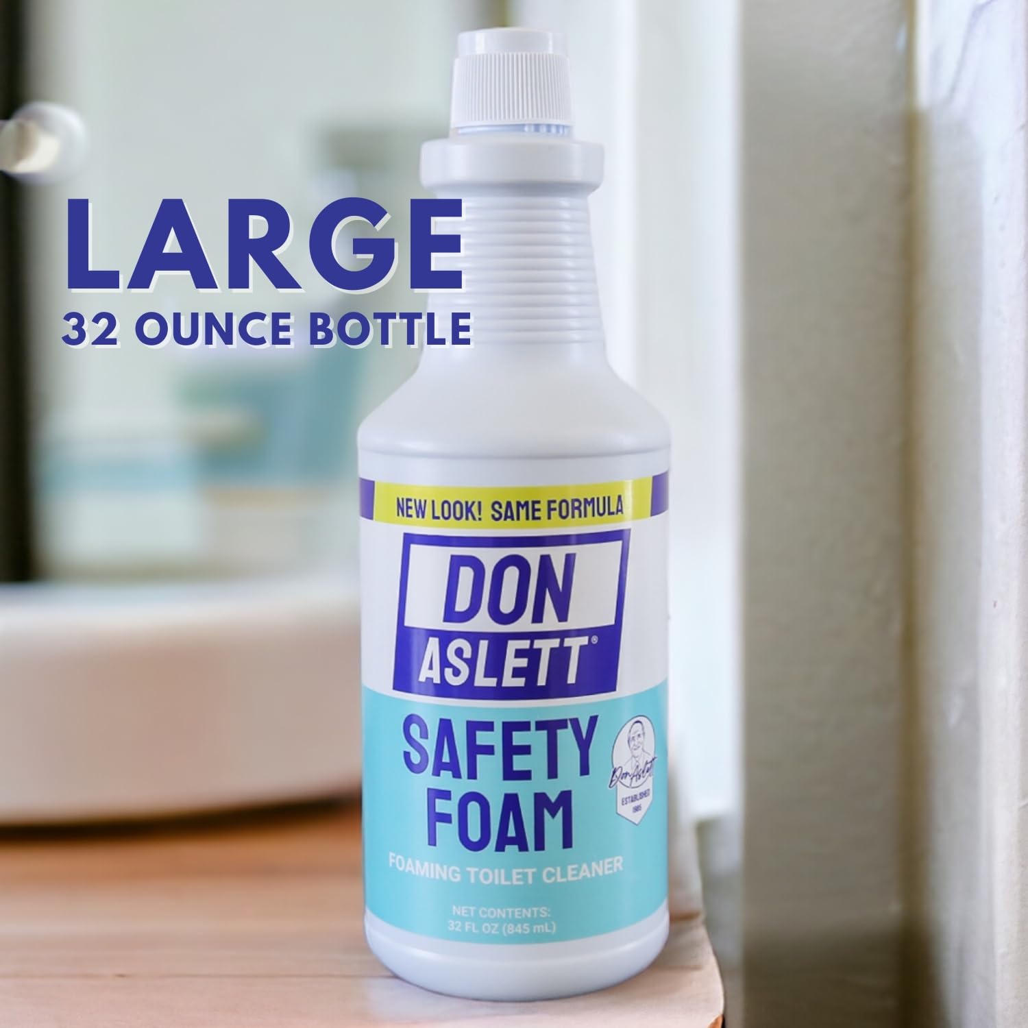 Don Aslett Johnny Mop & Safety Foam Toilet Bowl Cleaner (Two 32 Oz Bottles) Set | Acidic Detergent and Deodorizer | 14" Handle to Easily Clean Toilet