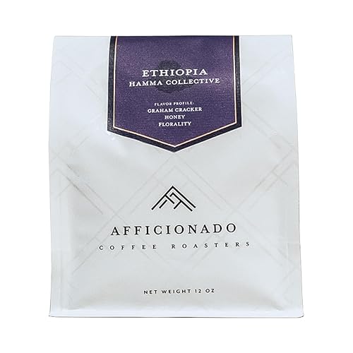 Afficionado Coffee Roasters | Medium Roast Arabica Coffee | 12 Ounce Bag (Ethiopia Hamma Collective, Whole Bean)