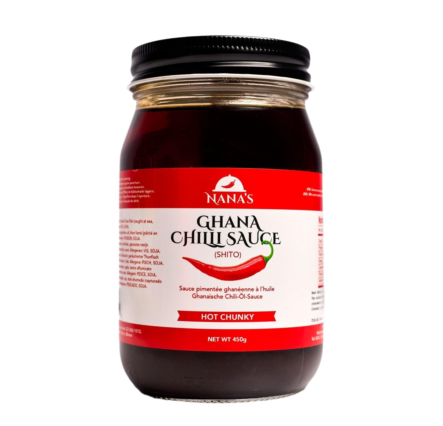 Nana Shito Ghana Chili Sauce - Shito Made with Fresh Chili, Shrimp & Spices, Adds Heat & Flavor to Any Dish, Traditional Ghana Recipe, Resealable Jar