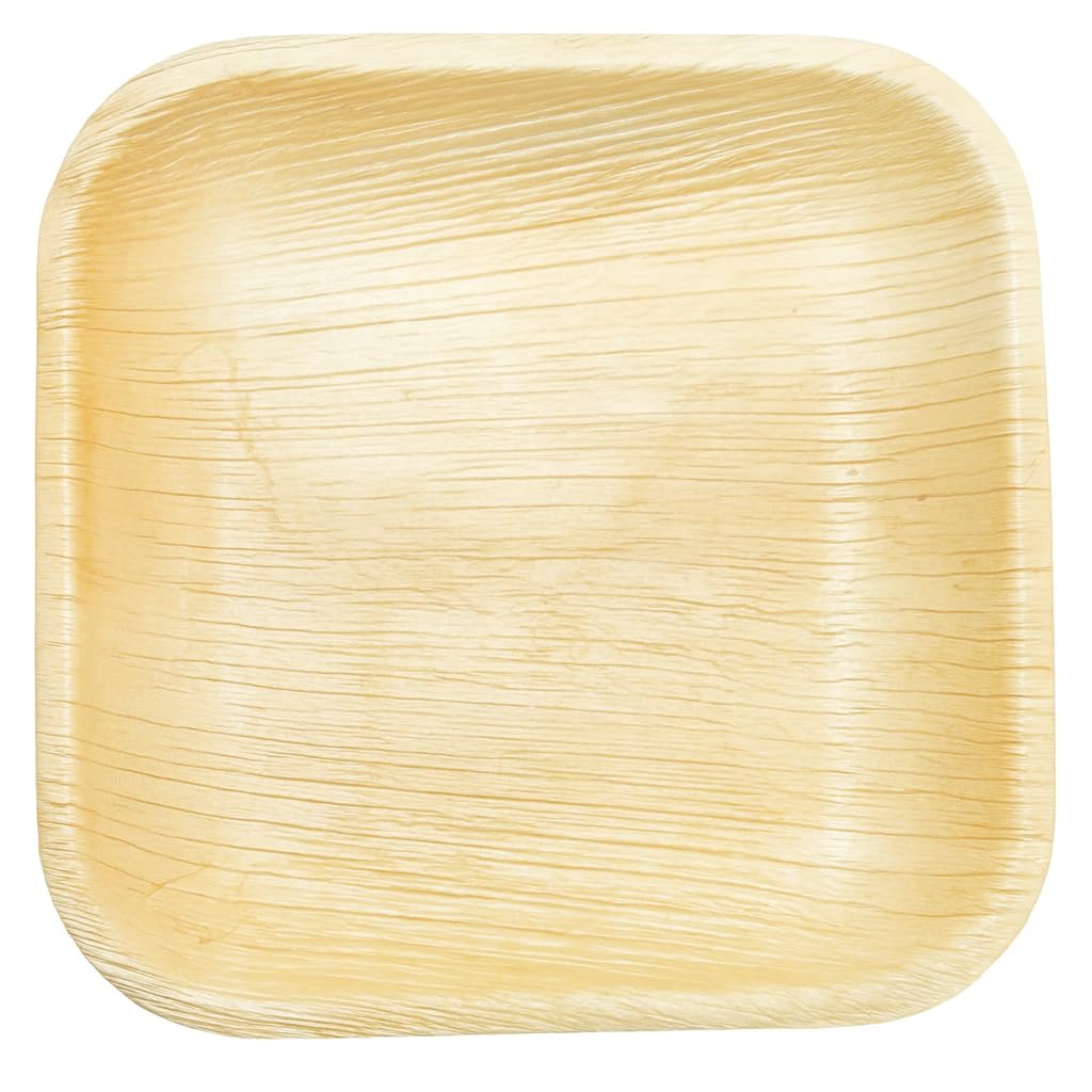 10 Inch Square Palm Leaf Disposable Dinnerware - Eco-Friendly Organic Plates, Biodegradable Partyware, Alternative to Paper, Bamboo & Plastic Plates
