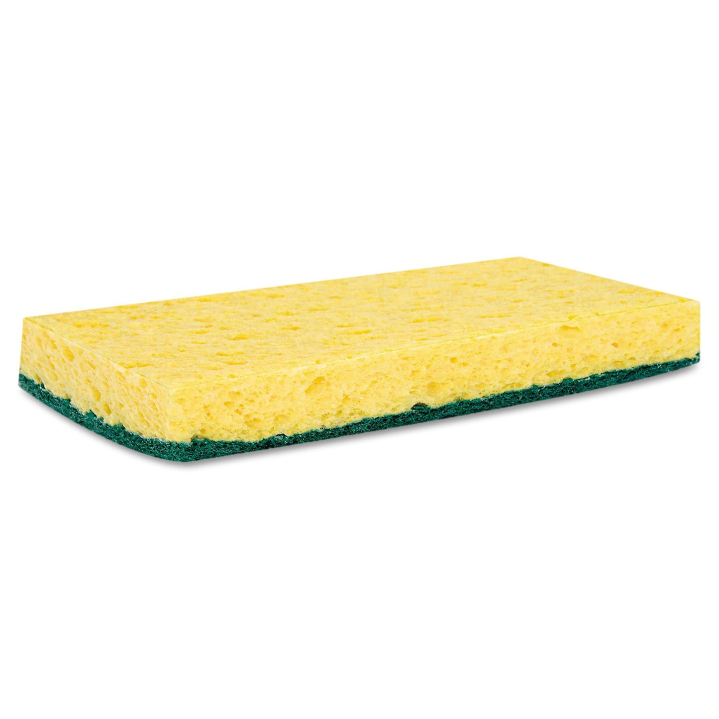 Boardwalk Scrubbing Sponge, Medium Duty, 3.6 x 6.1, 0.75" Thick, Yellow/Green, Individually Wrapped, 20/Carton