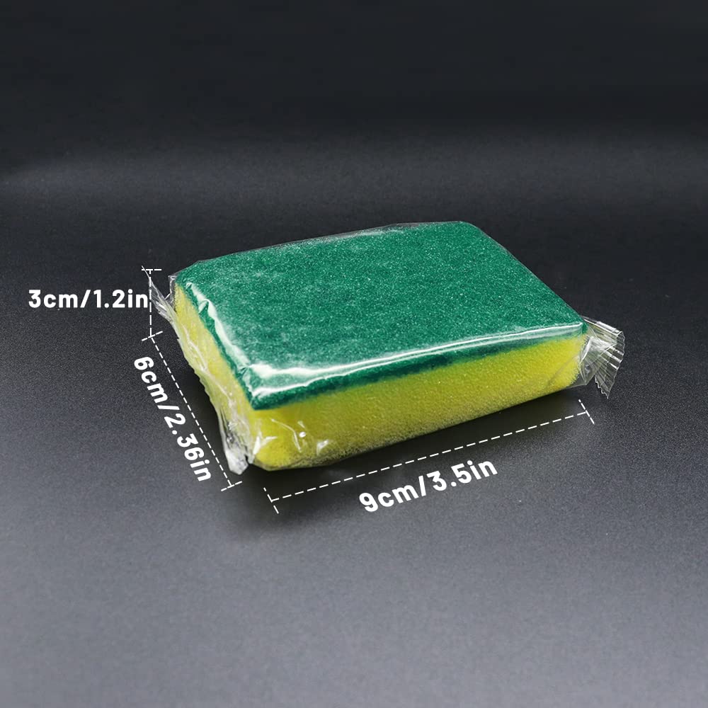 Sponge Individually Wrapped, 24 PCS Small Dishwashing Scouring Pads for Kitchen Sponge Wipes for Hotel Apartments