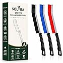 Crevice Cleaning Brush Set - 3Pcs Hard Bristle Cleaning Tools in Black, Red & Blue for Grout, Tile Floors, Gaps & Narrow Spaces - Small Grout Scrub