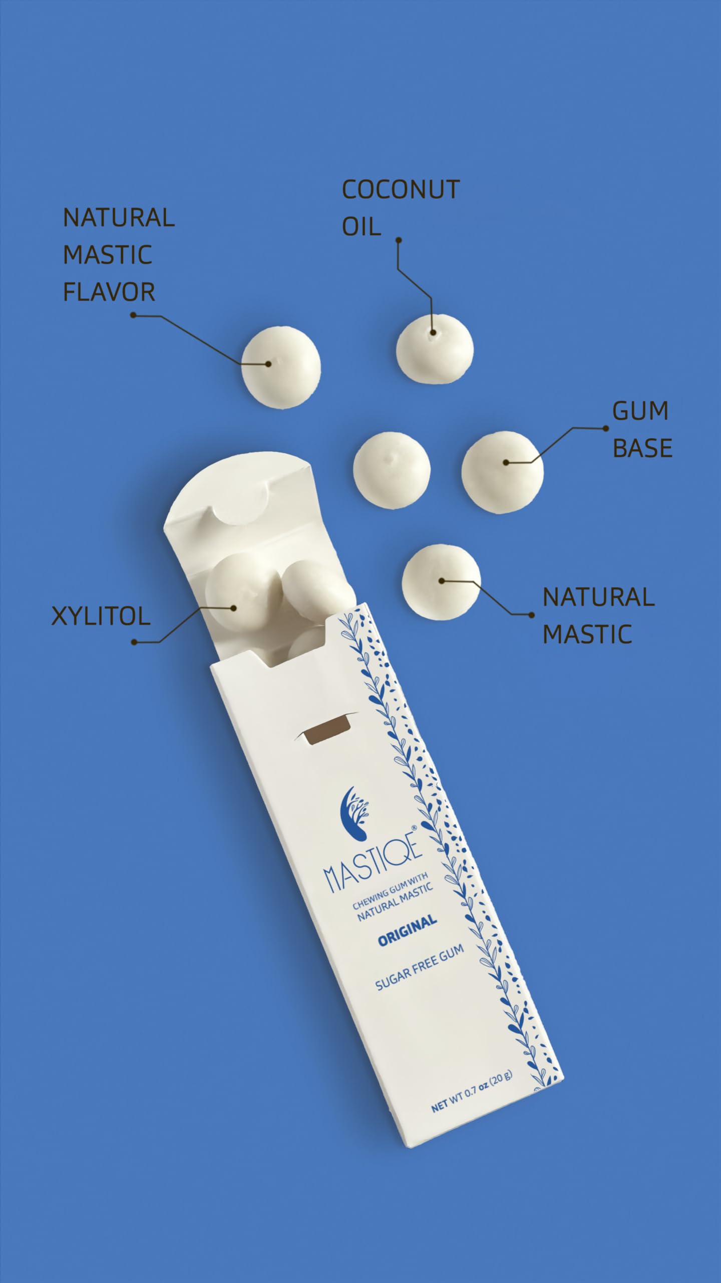 Mastiqe Sugar Free Hard Chewing Gum with Natural Mastic (Plain)