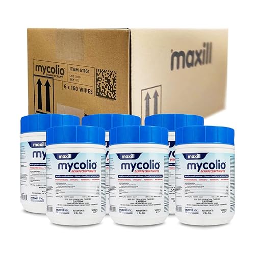 Mycolio Hospital Grade Disinfectant Wipes - 6" x 7” - Disinfecting Antibacterial Sanitizing Cleaning Wipes - 6 canisters, 960 Wipes