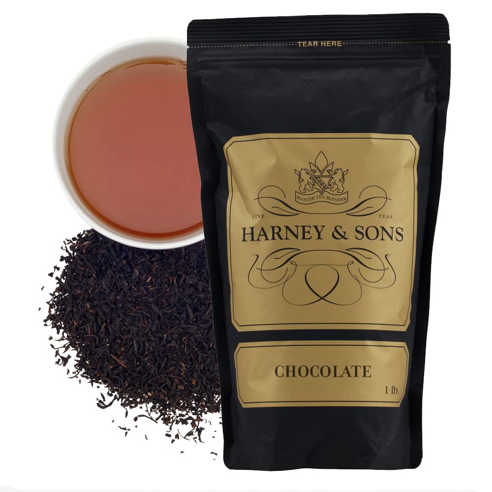 Harney & Sons Chocolate Loose Leaf Black Tea - Chocolate Vanilla Flavored Tea, Caffeinated, 16 oz Bag
