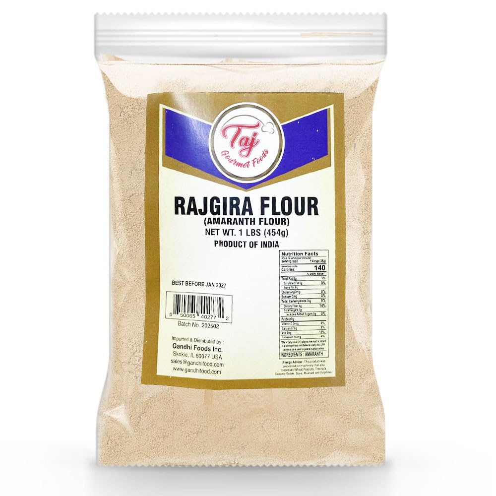 TAJ Amaranth Flour, 16 Ounces, Rajgira Flour | Chemical Free, No Pesticides