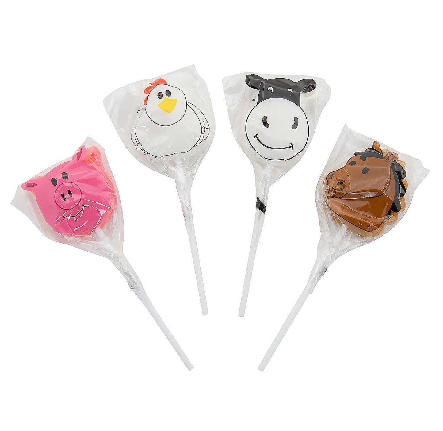 Horse, Cow, Pig and Chicken Farm Animal Suckers - 12 Pieces - Individually Wrapped